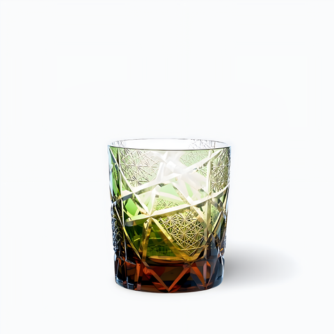 Verre à Whisky Japonais Gravé Ambre Vert / 1 PC