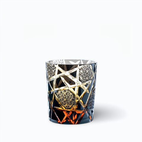 Verre à Whisky Japonais Gravé Ambre Noir / 1 PC