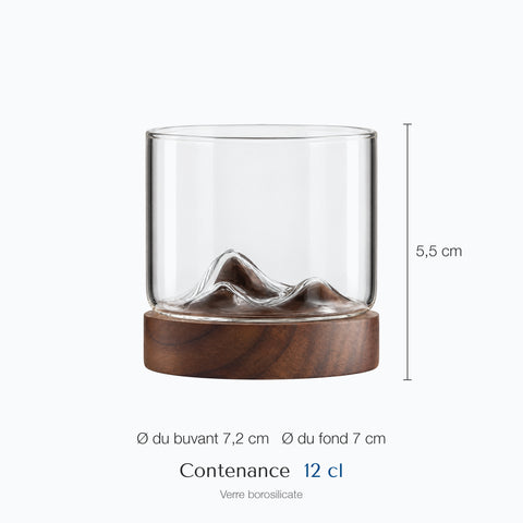 Dimensions : Verre à Whisky Japonais Socle Bois · Hinoki (hauteur 5,5 cm, diamètre 7,2 cm, contenance 12 cl)