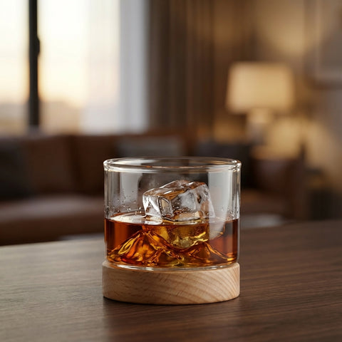 Verre à Whisky Japonais Socle Bois | Relief Montagne - Verasco
