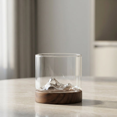 Verre à Whisky Japonais Socle Bois | Relief Montagne - Verasco