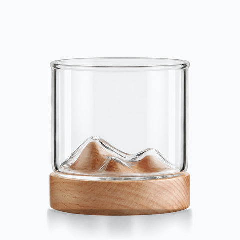 Verre à Whisky Japonais Socle Bois · Hinoki, couleur socle bois clair / 1 pc, sur fond blanc