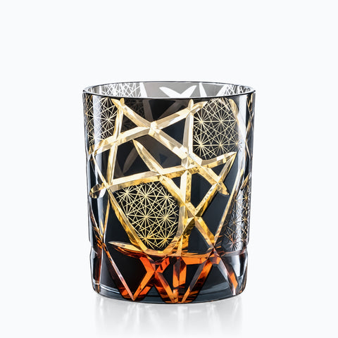 Verre à Whisky Edo Kiriko Gravé, couleur noir, sur fond blanc