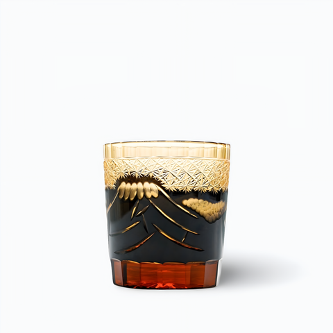 Verre à Whisky Motifs Japonais Montagne Noir