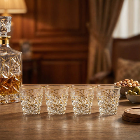 Verre à Whisky Prisme Doré | Facettes Prismatiques - Verasco