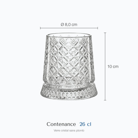 Dimensions : Verre à Whisky Socle en Verre Nid D'abeille · Alvéa (hauteur 10 cm, diamètre 8,0 cm, contenance 26 cl)