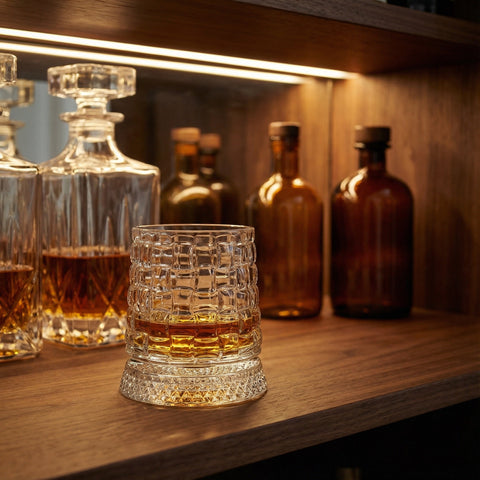 Verre à Whisky Socle en Verre Tressé | Motif Cannage - Verasco