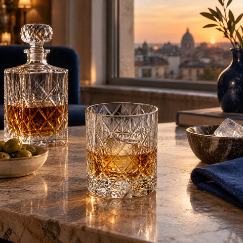 Cristal Verre à Whisky Ancien, mise en situation à table