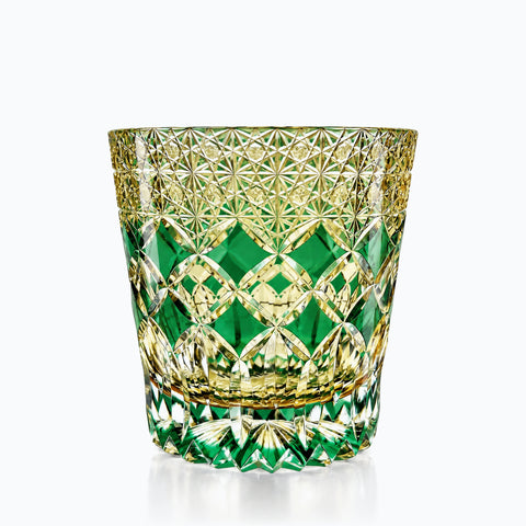 Verre à Whisky Vitrail Emeraude, sur fond blanc