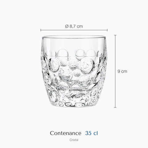 Dimensions : Verre Ballon Whisky (hauteur 9 cm, diamètre 8,7 cm, contenance 35 cl)