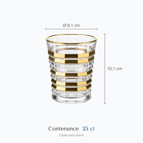 Dimensions : Verre Bord Doré · Galon (hauteur 10,1 cm, diamètre 8,1 cm, contenance 25 cl)