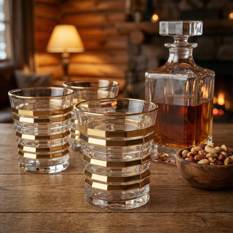 Verre Bord Doré | Anneaux Facettés - Verasco