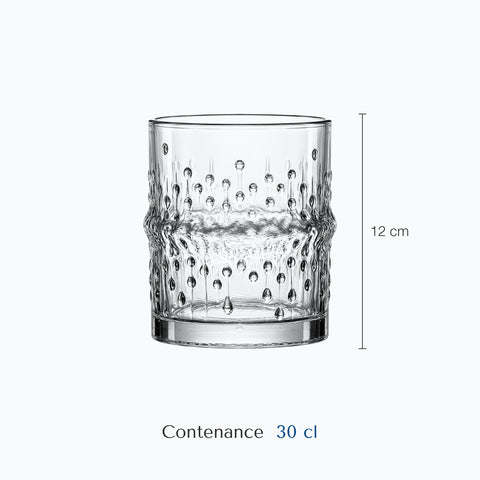 Dimensions : Verre à Eau Bullé (hauteur 12 cm, contenance 30 cl)