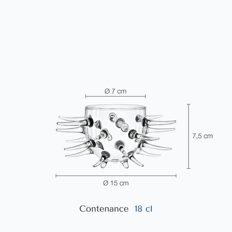 Dimensions : Verre Cactus (hauteur 7,5 cm, diamètre 15 cm, contenance 18 cl)