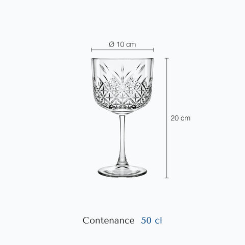Dimensions : Verre Cocktail Ciselé (hauteur 20 cm, diamètre 10 cm, contenance 50 cl)