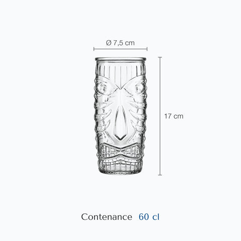 Dimensions : Verre Cocktail Totem (hauteur 17 cm, diamètre 7,5 cm, contenance 60 cl)