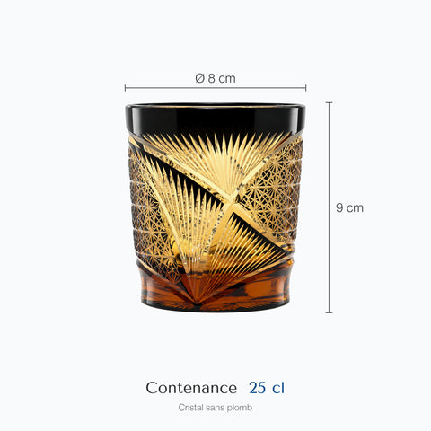 Dimensions : Verre Coloré Cristal (hauteur 9 cm, diamètre 8 cm, contenance 25 cl)