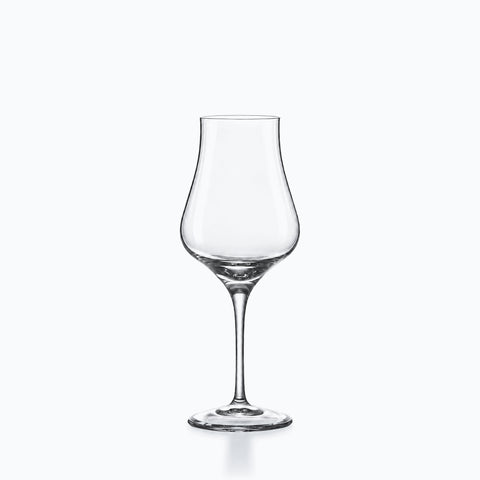 Verre copita en cristal transparent, calice ovoïde sur jambe fine et base ronde