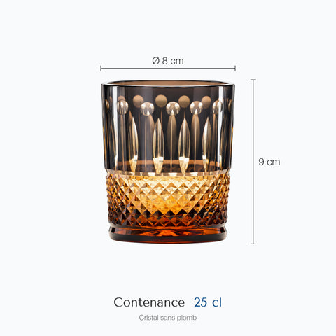 Dimensions : Verre de Table Coloré (hauteur 9 cm, diamètre 8 cm, contenance 25 cl)