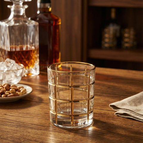Verre Décoré Or | Design Damier Doré - Verasco