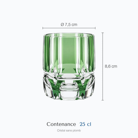Dimensions : Verre Edo Kiriko (hauteur 8,6 cm, diamètre 7,5 cm, contenance 25 cl)