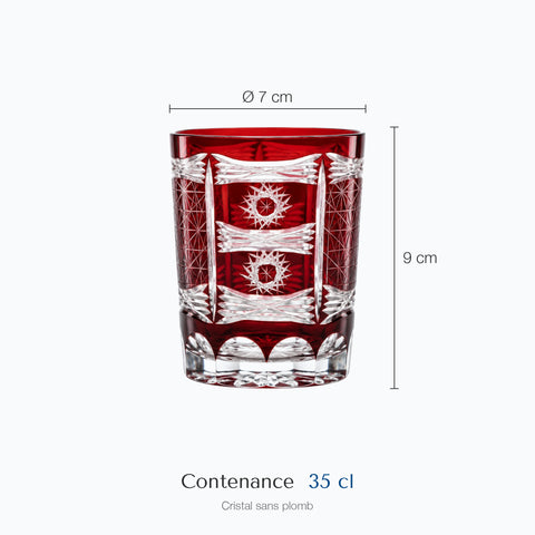 Dimensions : Verre Edo Kiriko · Amatsumara (hauteur 9 cm, diamètre 7 cm, contenance 35 cl)