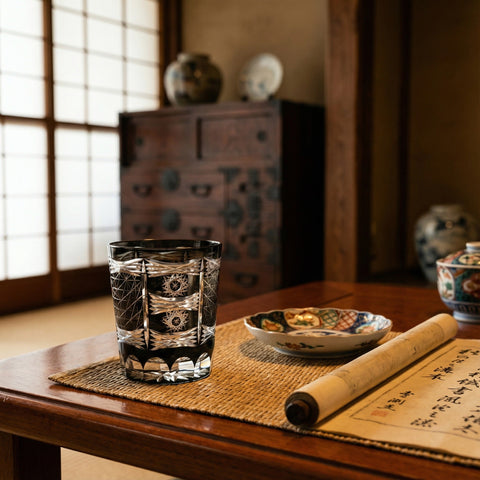 Verre Edo Kiriko Amatsumara | Rouge et Noir - Verasco
