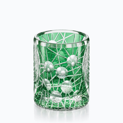 Verre Edo Kiriko Atomique · Matcha, sur fond blanc