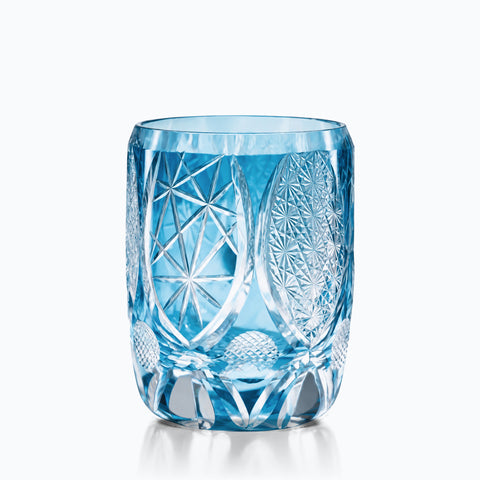 Verre Edo Kiriko Météorite · Ryûsei, couleur bleu ciel météorite, sur fond blanc
