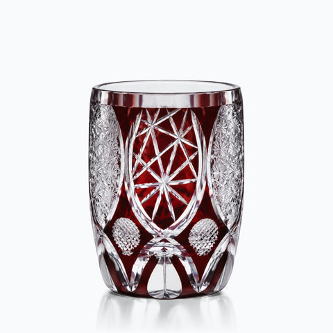 Verre Edo Kiriko Météorite · Ryûsei, couleur bordeaux météorite, sur fond blanc
