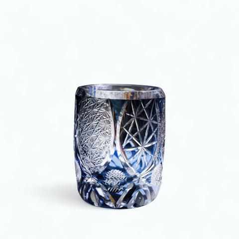 Verre Edo Kiriko Météorite | Cristal Fait Main - Verasco Bleu nuit météorite