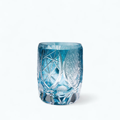 Verre Edo Kiriko Météorite | Cristal Fait Main - Verasco Bleu ciel météorite