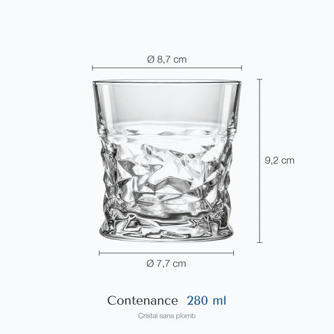 Dimensions : Verre en Cristal Style Empire (hauteur 9,2 cm, diamètre 8,7 cm, contenance 280 ml)
