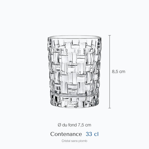 Dimensions : Verre à Eau Design Italien (hauteur 8,5 cm, contenance 33 cl)