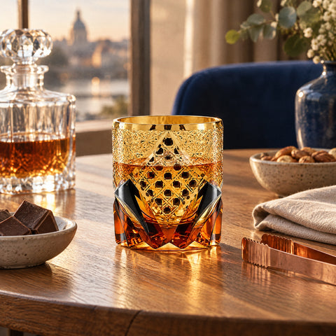 Verre à Whisky Edo Kiriko, mise en situation à table
