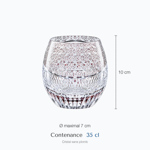 Dimensions : Verre Luxe (hauteur 10 cm, diamètre 7 cm, contenance 35 cl)