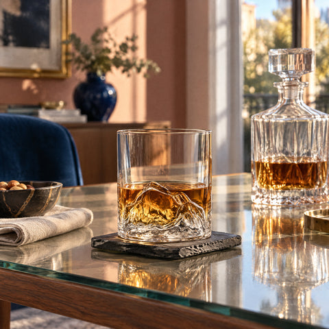 Verre à Whisky Montagne, mise en situation à table