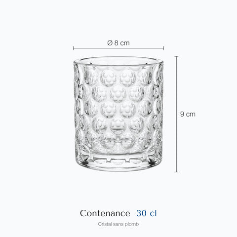 Dimensions : Verre pour Whisky Japonais · Tsubu (hauteur 9 cm, diamètre 8 cm, contenance 30 cl)