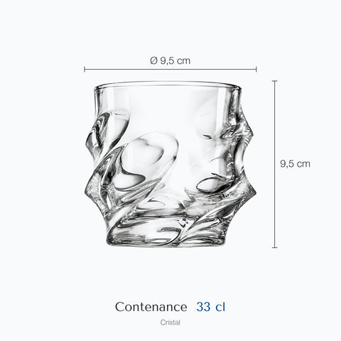 Dimensions : Verre Scotch Whisky (hauteur 9,5 cm, diamètre 9,5 cm, contenance 33 cl)