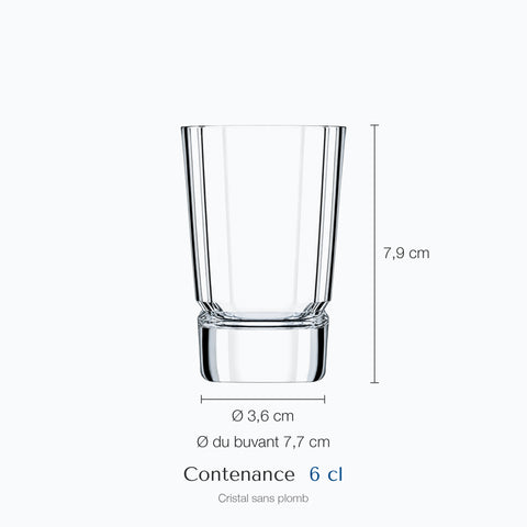 Dimensions : Verre Shooter Rhum (hauteur 7,9 cm, diamètre 7,7 cm, contenance 6 cl)