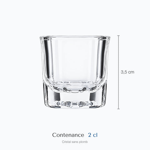 Dimensions : Verre Shooter à Whisky (hauteur 3,5 cm, contenance 2 cl)