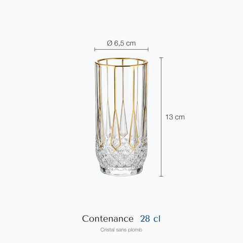 Dimensions : Verre Transparent et Doré · Nimbus (hauteur 13 cm, diamètre 6,5 cm, contenance 28 cl)