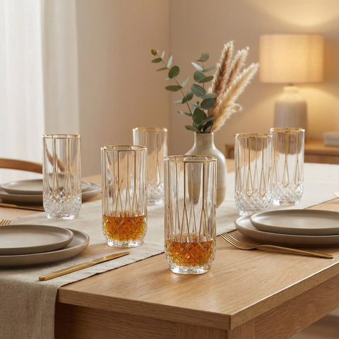 Verre Transparent et Doré | Design Art Déco - Verasco