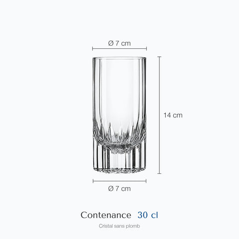 Dimensions : Verre à Whisky Tube (hauteur 14 cm, diamètre 7 cm, contenance 30 cl)