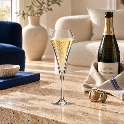 Verre à Tulipe Champagne CristalFlora, mise en situation à table