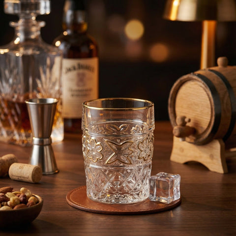 Verre Vintage Doré | Motifs Sculptés - Verasco