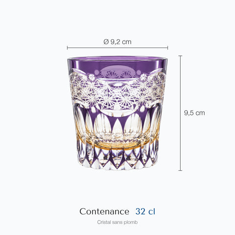 Dimensions : Verre Violet (hauteur 9,5 cm, diamètre 9,2 cm, contenance 32 cl)