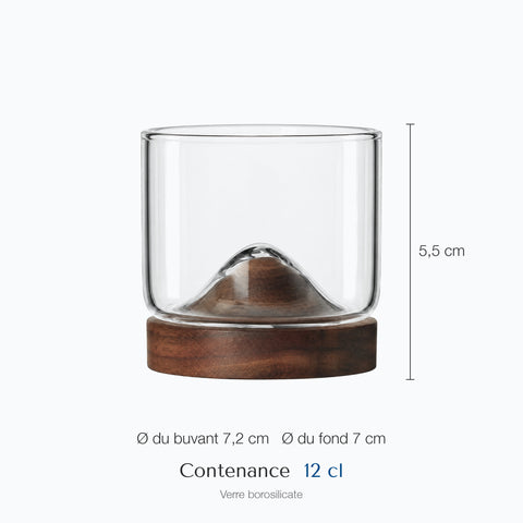 Dimensions : Verre à Whisky Bois · Fujisan (hauteur 5,5 cm, diamètre 7,2 cm, contenance 12 cl)