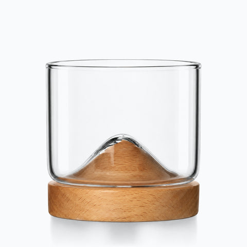 Verre à Whisky Bois · Fujisan, couleur socle bois clair / 1 pc, sur fond blanc