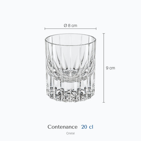 Dimensions : Cristal Taillé Verre à Whisky (hauteur 9 cm, diamètre 8 cm, contenance 20 cl)